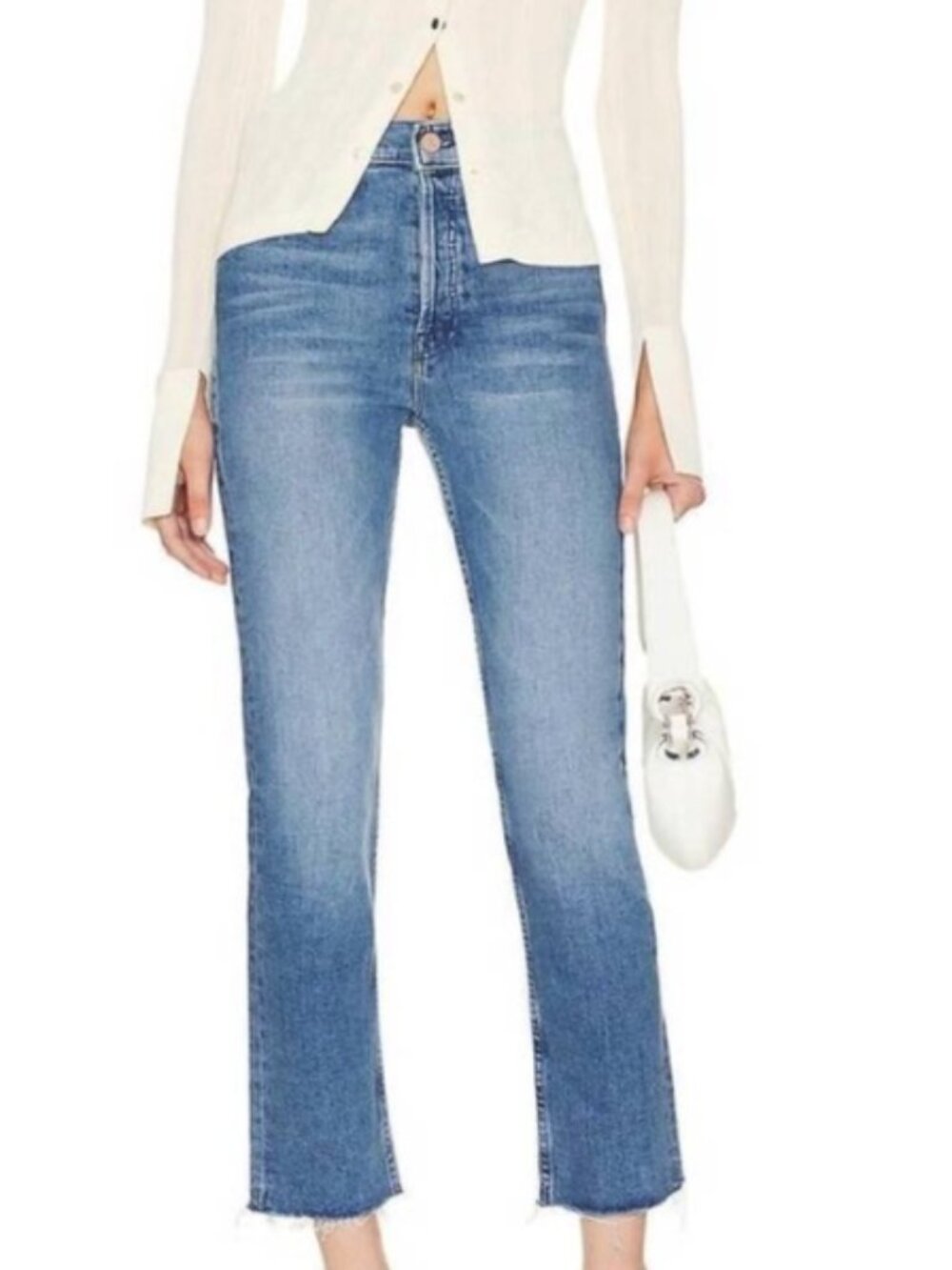 MOTHER The Tomcat Ankle Fray Jeans – From Out of Town Wash –28- Cropped/Straight